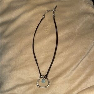 Kenneth Cole Elegant Silver and Leather Cord Necklace